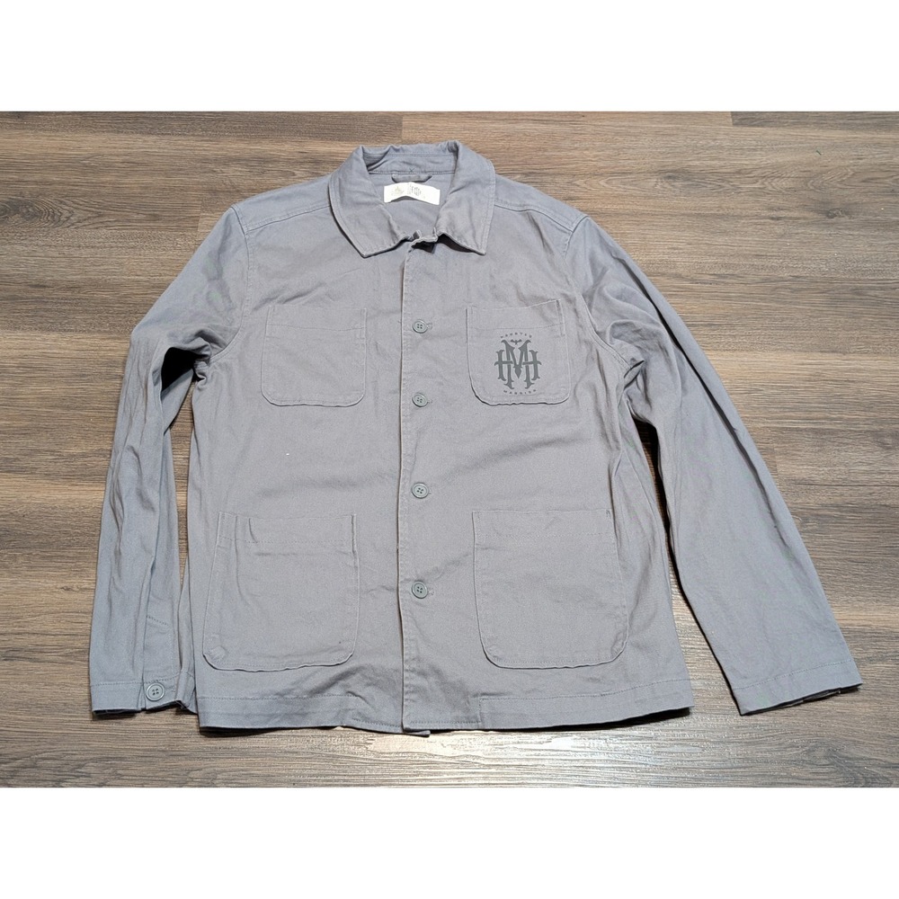 Disney Haunted Mansion Chore Jacket Gray Embroidered Graphic Button‎ Up Men's M